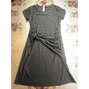 Blooming Jelly Knee Length Dress‎ With Waist Defining Front Tie Dark Navy Size M